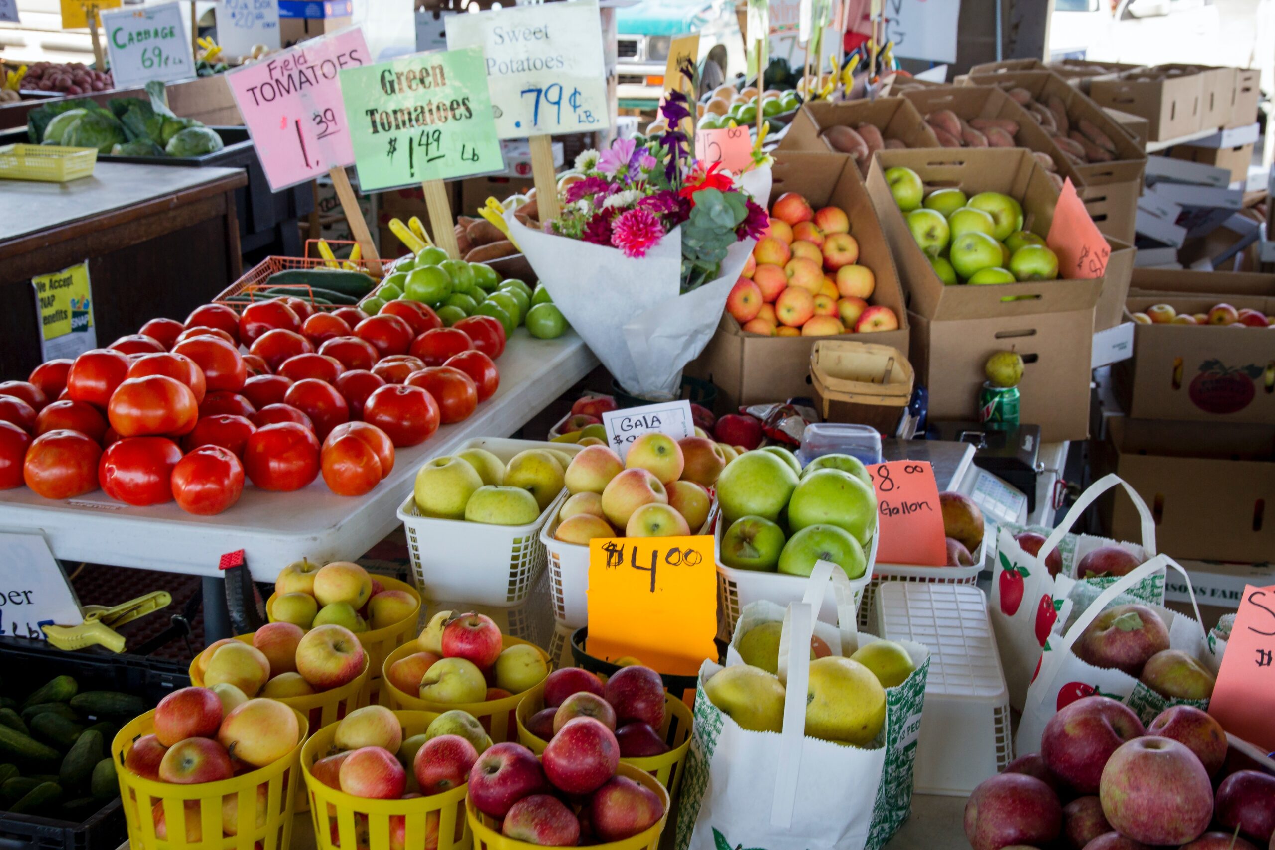 Image of prices at a market.